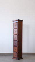 Vintage Folk Art Six-Drawer Card Catalog